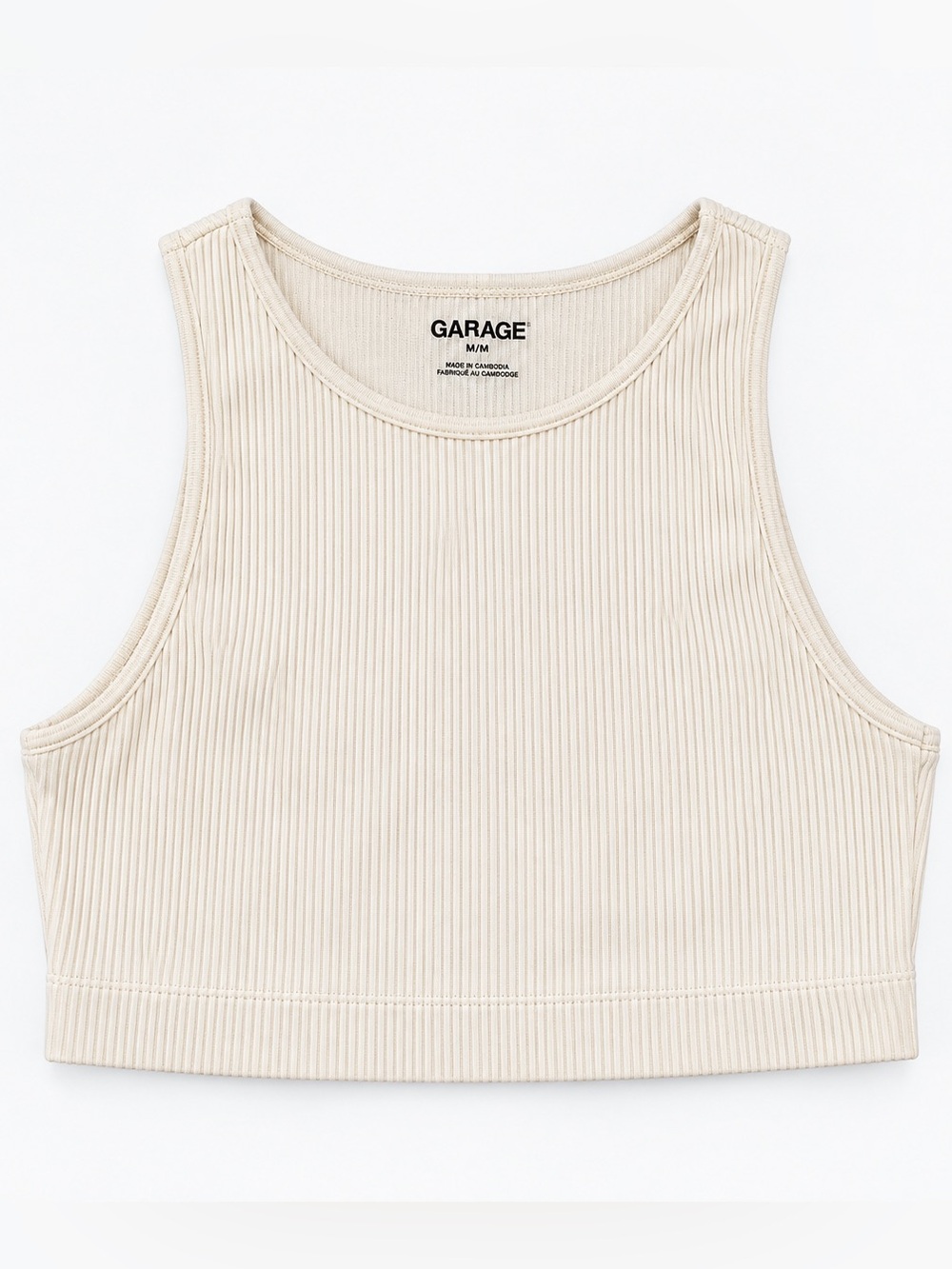 Garage Ribbed Crop Tank in Light Cream